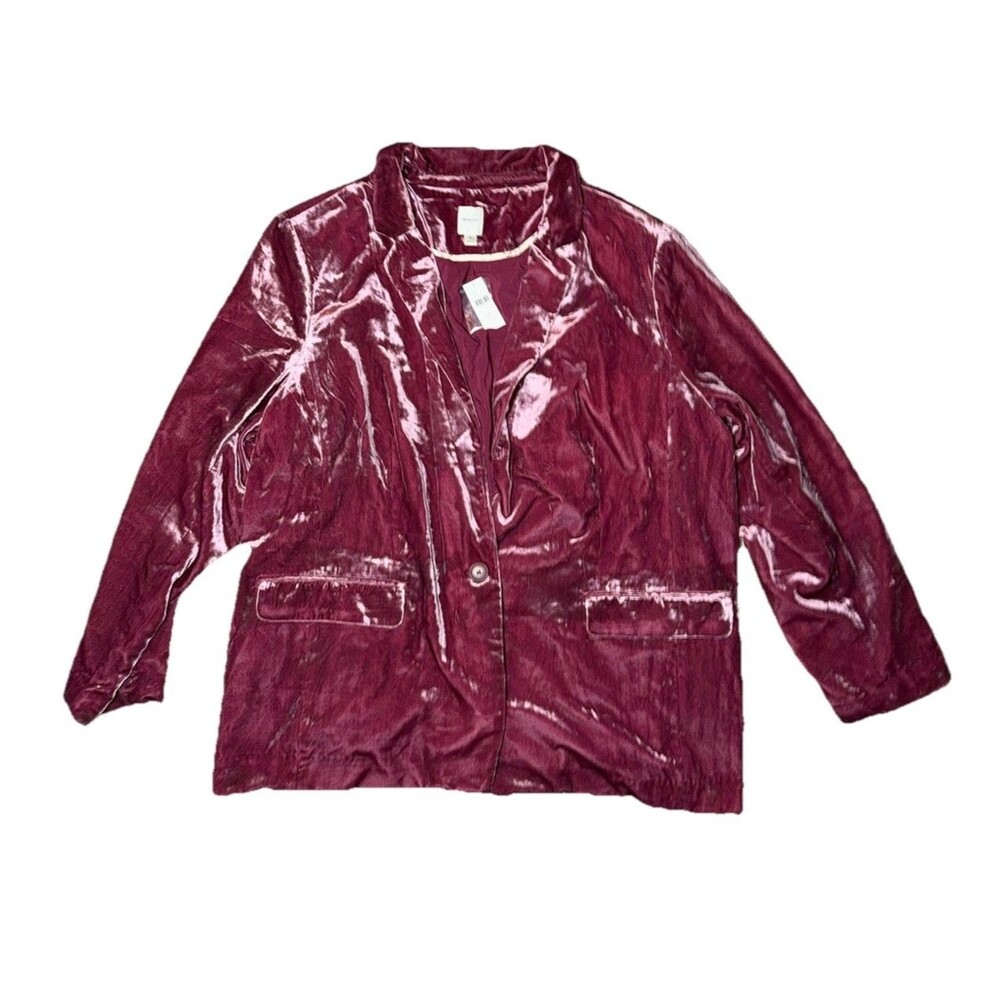 Maeve by Anthropologie 3x Plus Size Burgundy Velvet Blazer NWT